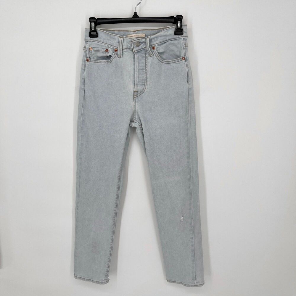 Levi's Women's Wedgie Straight Light Wash Mom Jeans Size 27 Blue Stretch